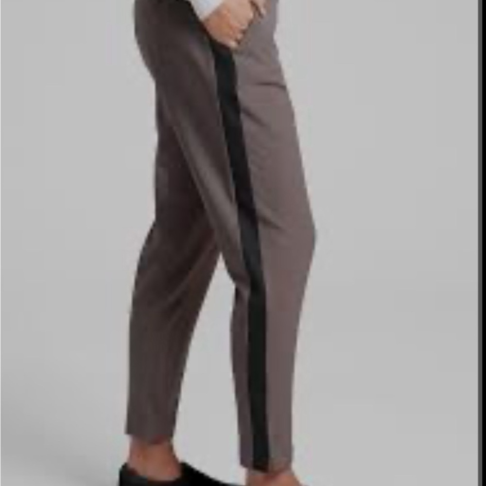 Athleta Brown Cropped Pants with Sporty Stripe